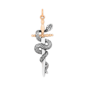 Mixed Metal Sword and Snake Pendant 39x13mm