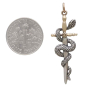 Mixed Metal Sword and Snake Pendant with Dime