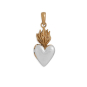 Mixed Metal Silver Heart Locket with Bronze Flame 34x14mm