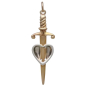 Bronze Sword Through Sterling Silver Heart Charm Back View