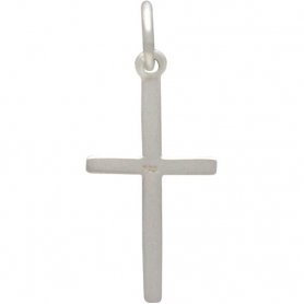Sterling Silver Cross Charm with Raised Ridges 23x10mm