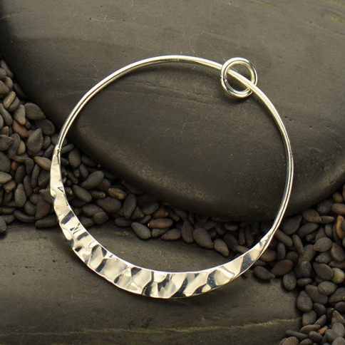 Silver Circle Pendant with Hammer Texture on Bottom 35x31mm