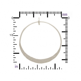Silver Circle Pendant with Hammer Texture on Bottom 35x31mm