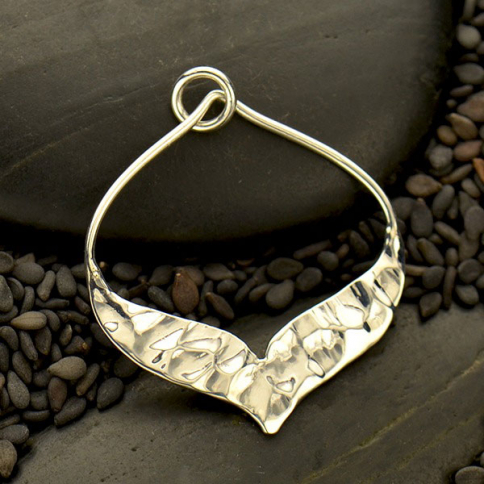 Silver Arabesque Pendant w Hammer Texture on Bottom 32x25mm