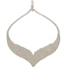 Silver Arabesque Pendant w Hammer Texture on Bottom 32x25mm
