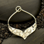 Silver Arabesque Pendant w Hammer Texture on Bottom 32x25mm
