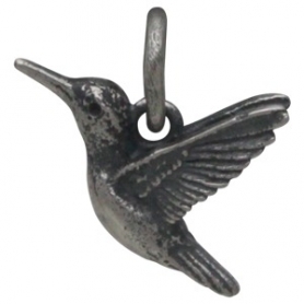 Sterling Silver 3D Hummingbird Charm 9x14mm