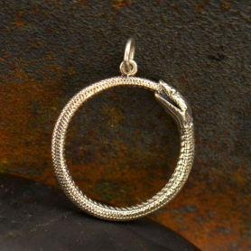 Sterling Silver Ouroboros Snake Pendant 26x21mm