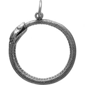 Sterling Silver Ouroboros Snake Pendant 26x21mm