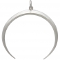 Sterling Silver Crescent Ridged Moon Pendant 35x33mm
