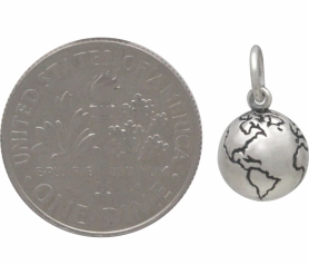 Sterling Silver 3D World Charm 14x8mm