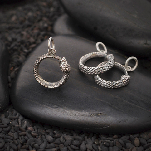 Sterling Silver Ouroboros Snake Charm 18x12mm