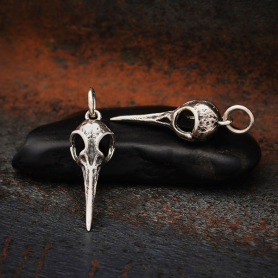 Sterling Silver Hummingbird Skull Charm 26x7mm