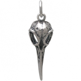 Sterling Silver Hummingbird Skull Charm 26x7mm