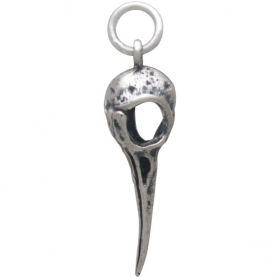 Sterling Silver Hummingbird Skull Charm 26x7mm