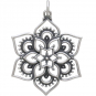 Sterling Silver Openwork Lotus Mandala Pendant 31x22mm