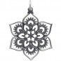 Sterling Silver Openwork Lotus Mandala Pendant 31x22mm