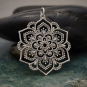 Sterling Silver Openwork Lotus Mandala Pendant 37x30mm