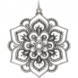 Sterling Silver Openwork Lotus Mandala Pendant 37x30mm