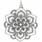 Sterling Silver Openwork Lotus Mandala Pendant 37x30mm