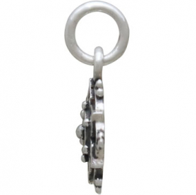 Sterling Silver Lotus Mandala Charm with Granulation 15x10mm