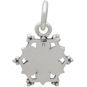 Sterling Silver Lotus Mandala Charm with Granulation 15x10mm