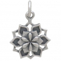 Sterling Silver Lotus Mandala Charm 18x12mm