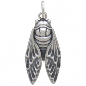 Sterling Silver Cicada Charm 28x11mm