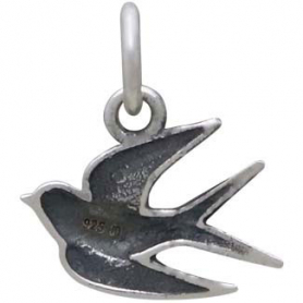 Sterling Silver Swallow Charm 14x11mm