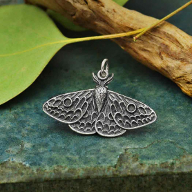 Sterling Silver Dimensional Moth Charm 21x30mm