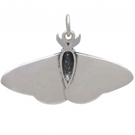 Sterling Silver Dimensional Moth Charm 21x30mm