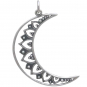 Sterling Silver Mandala Moon Pendant 36x22mm