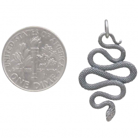 Sterling Silver Scaly Snake Pendant 28x16mm