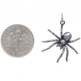 Sterling Silver Tarantula Spider Pendant 26x21mm