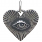 Sterling Silver Eye in Radiant Heart Charm 17x15mm