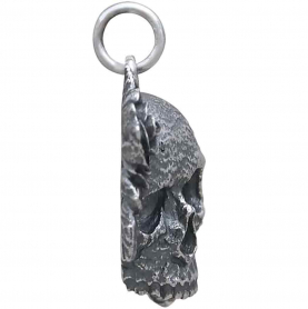 Sterling Silver Skull and Roses Pendant 22x19mm