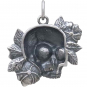 Sterling Silver Skull and Roses Pendant 22x19mm