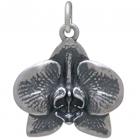 Sterling Silver Orchid Charm 21x17mm