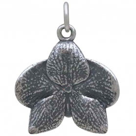 Sterling Silver Orchid Charm 21x17mm