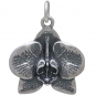 Sterling Silver Orchid Charm 21x17mm