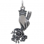 Sterling Silver Hand Charm Holding Flower Bouquet 29x11mm