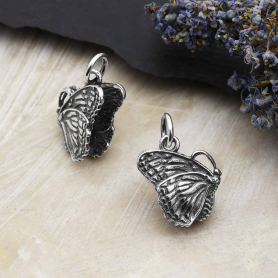 Sterling Silver 3D Butterfly Charm 16x12mm