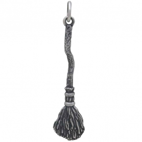 Sterling Silver Witch's Broom Charm Front View