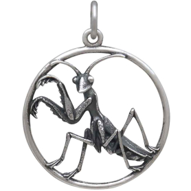 Sterling Silver Praying Mantis Pendant Front View
