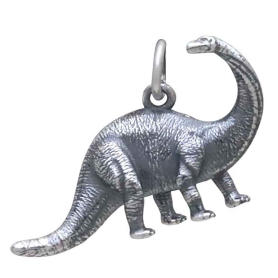 Sterling Silver Brontosaurus Dinosaur Charm Front View