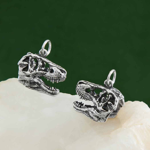Sterling Silver T-Rex Skull Charm 18x8mm
