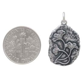 Sterling Silver Crinoid Fossil Pendant with Dime