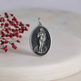 Nina Designs Sterling Silver Birth of Venus Figure Oval Charm