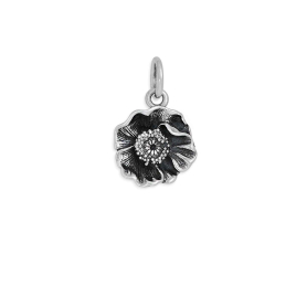 Sterling Silver Detailed Poppy Charm 16x10mm