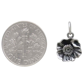 Sterling Silver Poppy Solderable Charm